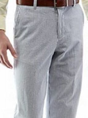 IZOD Flat Front Blue Seersucker Pants Boys Size 14